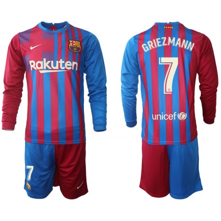 Fußballtrikots FC Barcelona Antoine Griezmann 7 Kinder Heim Trikotsatz 2021-2022 Langarm
